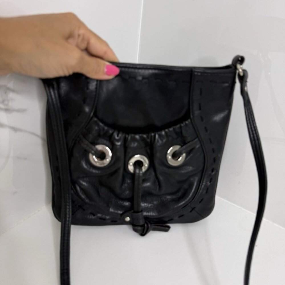 B. Makowsky Glove Leather Drawstring Crossbody Bag QVC Purse Womens Bag Travel